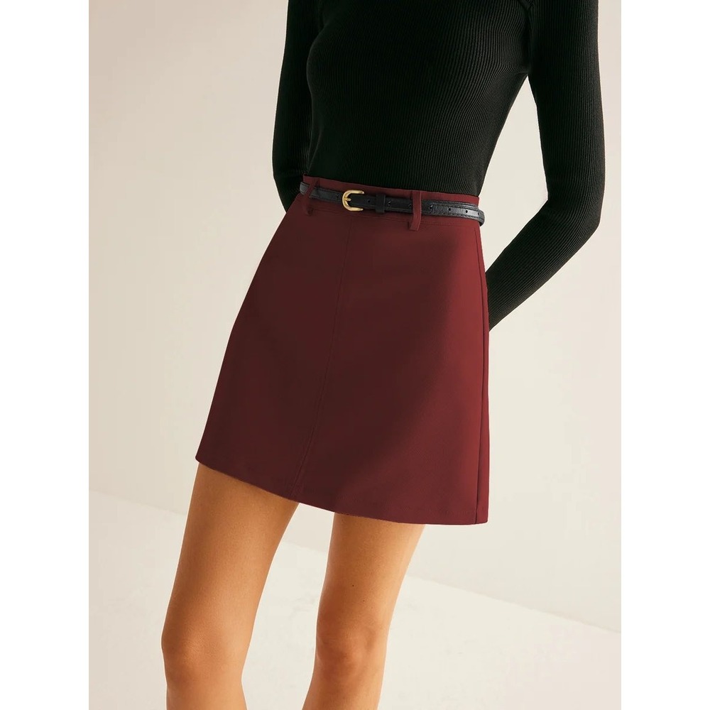 COMMENSE Burgundy Tailored Mini Skort with Built-In Shorts Size XS